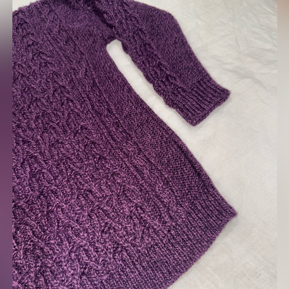 Purple Cable Knit Kids Sweater - Picture 2 of 10